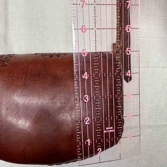 UNIQUE Tooled Leather Purse Crossbody Bag Satchel Mexican Western Cowgirl Boho - Picture 12 of 14